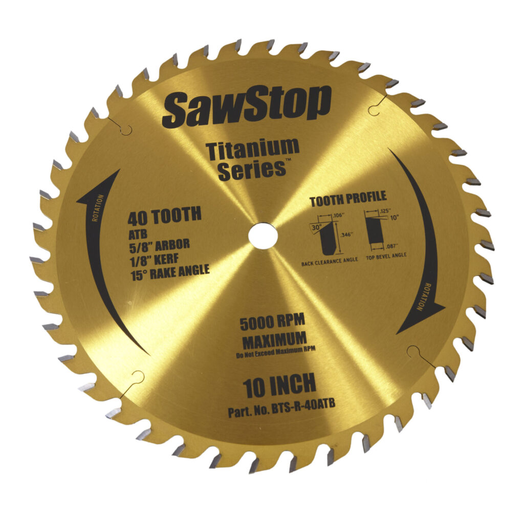 SawStop 40-tooth Titanium general purpose blade